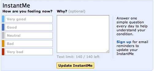 The InstantMe Survey at PatientsLikeMe That Lissa Uses