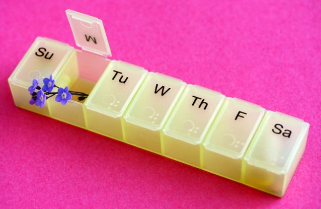 Dr. Feldman uses a seven-day pill dispenser box like this one to help with his own treatment adherence.  Image courtesy of Stock Free Images.