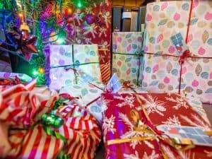 Christmas presents under tree