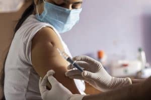 Indian woman getting injection